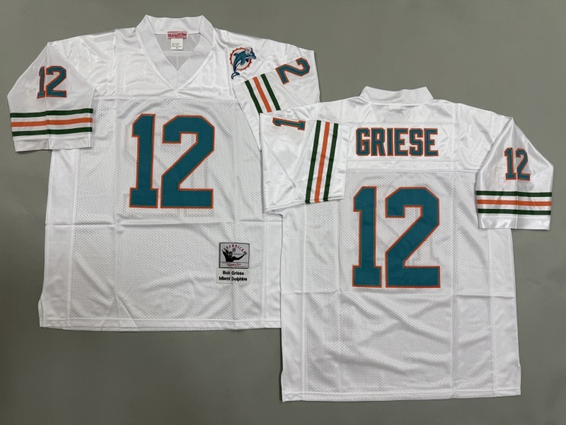 Men 2025 Miami Dolphins #12 Griese white Throwback Limited NFL Jersey style 002